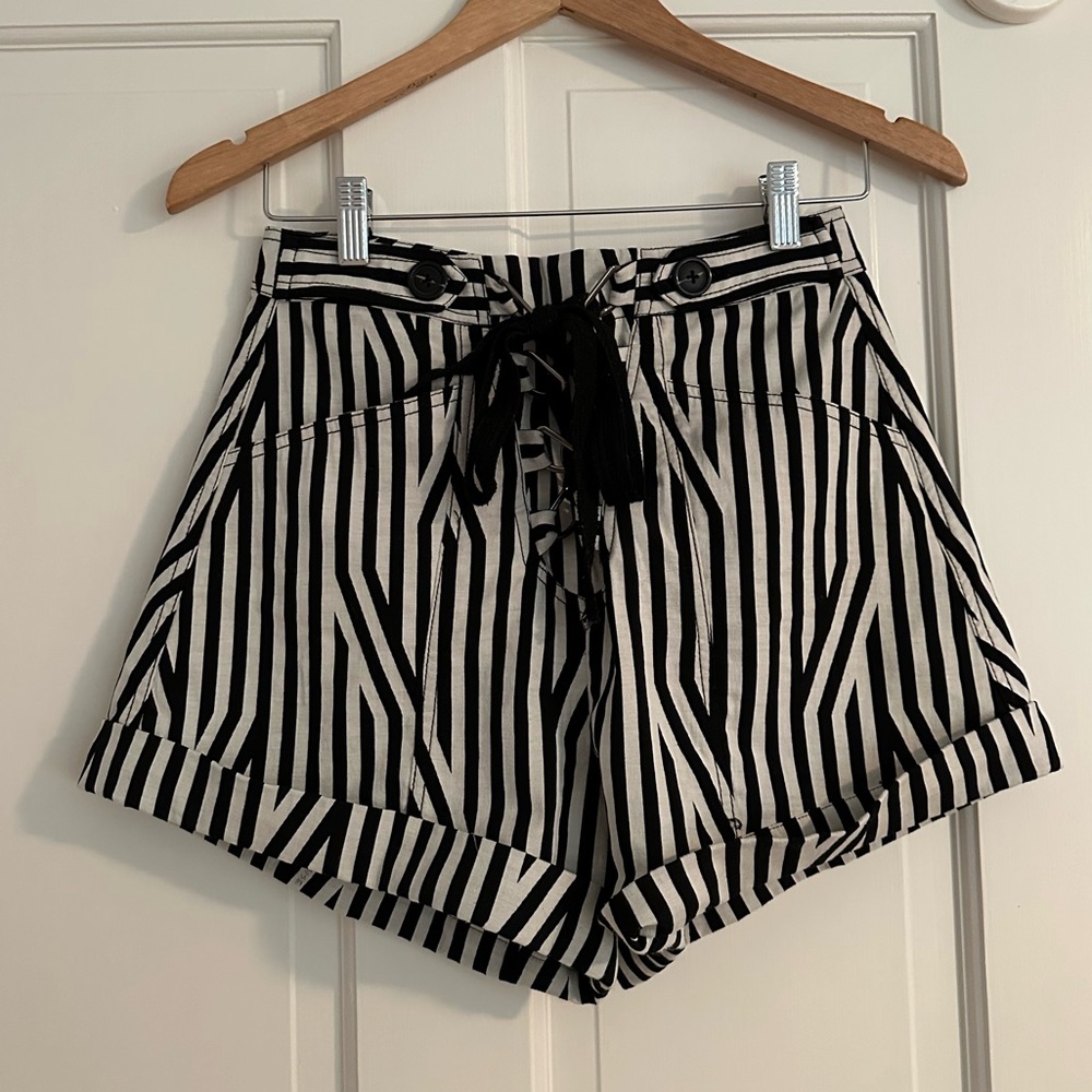 Self-Portrait black & white striped shorts (fits size small)